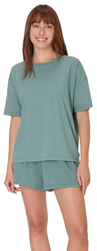 Hanes Women's Originals 2 Piece Lounge Set, Comfywear Supersoft Boxy T-Shirt & Sleep Shorts Loungewear Set