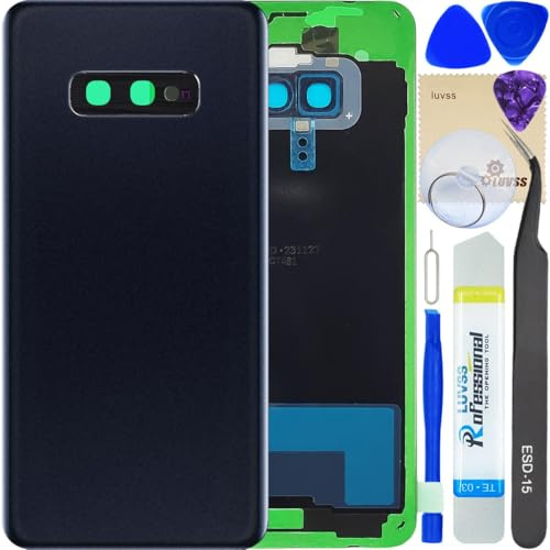 LUVSS Akkudeckel Kompatibel für Samsung Galaxy S10e Rückseite Glas Deckel Original Backcover Ersatz Reparatur Set SM-G970F/DS (Schwarz)