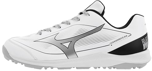 Mizuno Unisex Cushionrevo Diamond Turf Shoe, White-Black, US Unisex 10