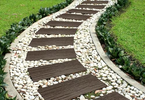 IHANA Lot de 4 marchepieds de jardin en caoutchouc recyclé écologique effet bois 61 x 25,4 cm