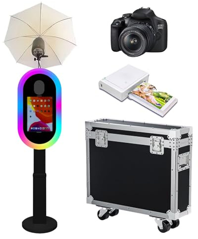 PAAFNN Fotokabine, kompatibel mit iPad, Fotokabine, für 25,9 cm - 33 cm (10,2 - 13 Zoll), mit RGB-Licht und Taschenlampenständer, Selfie-Fotokabine, für Veranstaltungen, Verleih, Hochzeit (Schwarz,