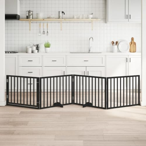 Gecheer Hundetor, faltbar mit abschließbarer Tür und Zwei stabilen Stützbeinen, 320 x 60 cm für Wohnzimmer, Küche und Treppe