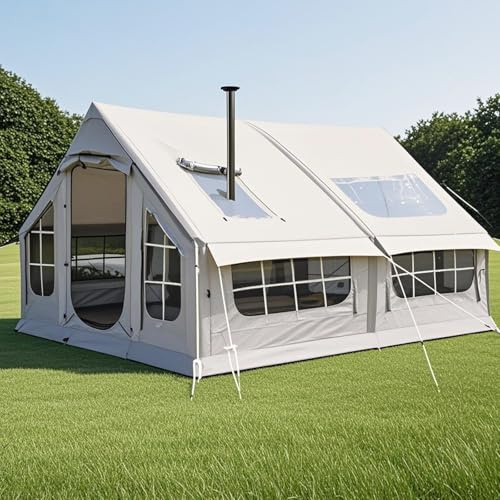 Inflatable Tent 6 8 Person | Outdoor Inflatable Camping Tents with Pump, Multi Room Blow Up Tents 6-8 Man, Air Glamping Tents for 4-seasons Family Campings