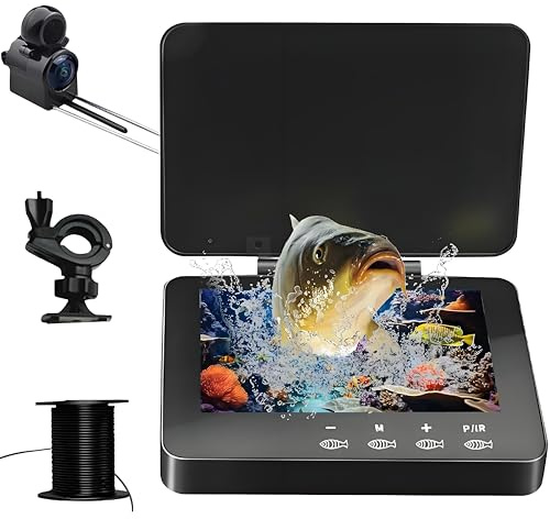 Fish Finder Underwater Fishing Camera with 8000mAh Battery,IP67 Waterproof Fishing Camera Monitor with 4.3 IPS Display,30m Cable, 220° Wide Angle,Infrared Night Vision for Boat,Ice Fishing,River,Sea