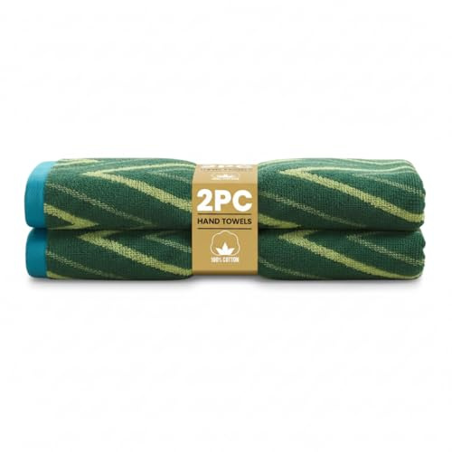 Rapport Home Helix Hand Towels 2 Pack, 50x85cm 100% Cotton - Moss Green