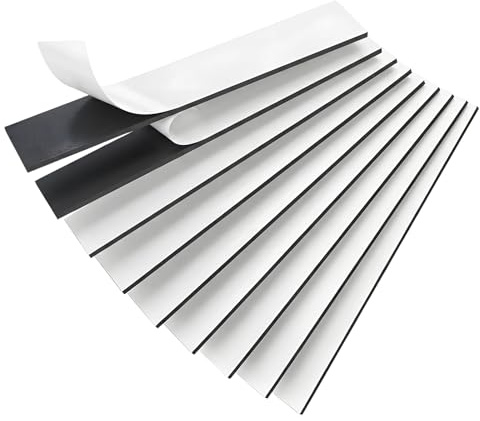 Magnetic Strips Self Adhesive, 15 Pack Flexible Rubber Magnets, Versatile Adhesive Backing, Flexible Durable Magnet Stickers for Classroom Office Kitchen, Fridge, DIY, Crafts(20 x 120 x 1.5mm)