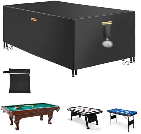 Housses pour tables de billard 6/6,5/7/7,5/8/8,5/9/10/12 pieds Housse imperméable pour table de billard Housses des protection extérieure pours tables des snooker,Noir,6.5ft(213×122×82cm)