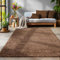 SIMPEX Flauschiger Teppich Wohnzimmer Schlafzimmer Läufer Flur Esszimmer Küchenteppich Hochflor Einfarbig Modernes Design 30 mm Florhöhe Kuschelweich, Braun, 140 x 200 cm