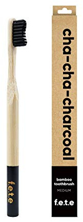 f.e.t.e | Cha-Cha-Charcoal Bamboo Toothbrush | Biodegradable & Compostable Handle | Recyclable Medium Bristles | Sustainable | Vegan