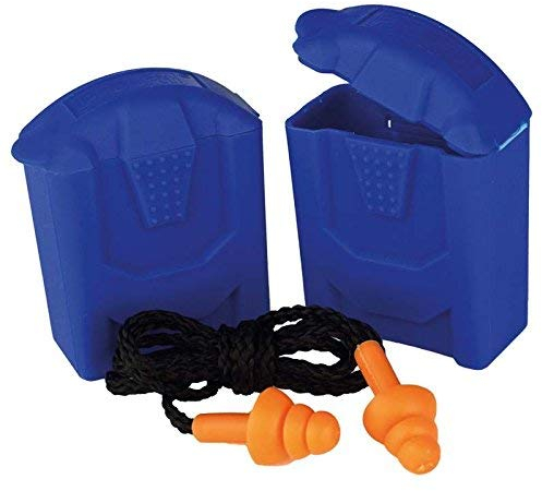 PRO FIT Prosoft Mehrweg-Gehörschutzstöpsel mit Kordel – inklusive Box, Dämmwert SNR 25 dB(A), Ohrstöpsel mit Lamellen zur Geräuschdämmung - Orange