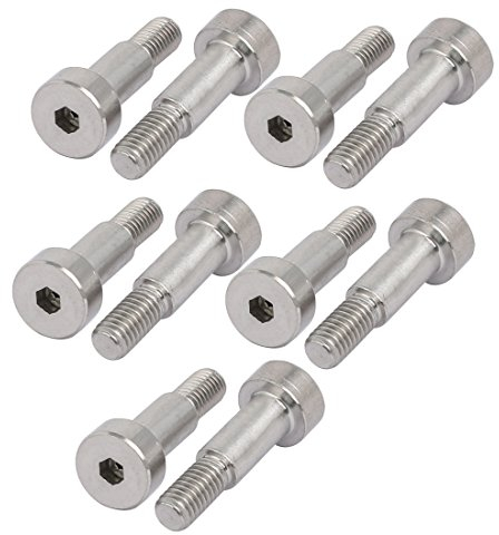 sourcing map 10Stk. 304Edelstahl Innensechskant Schulter Bolzen 6mm Dmr. 12mm lang M5 Gewinde de