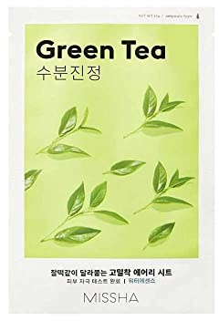MISSHA - Airy Fit Facial Mask Green Tea | Refreshing Hydration | Soothes and Reduces Inflammation | Antioxidant and Revitalizing, 20 g