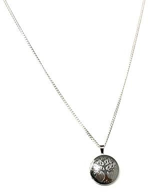 Ladies Sterling Silver Rhodium Plated Tree of Life Locket on 41cm Silver Necklace