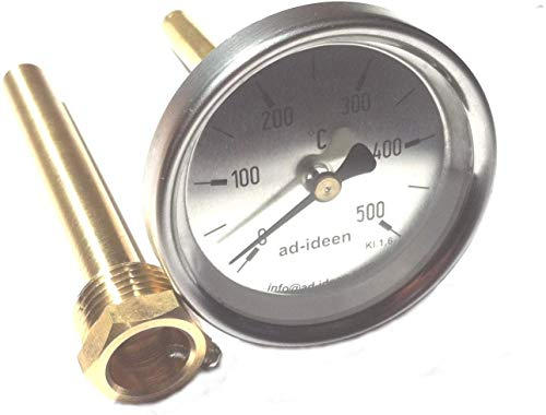ad-ideen 500°C Thermometer 200 mm Ofenthermometer Holzbackofen Pizzaofen Steinofen 20cm Thermometer 500 Grad