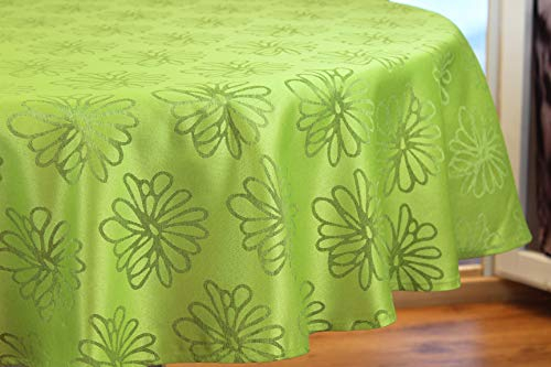 KAMACA Tischdecke Blüten Meer Fleckschutz wasserabweisend Lotus Effekt Tischwäsche Küche Esstisch Frühling Sommer Blumen abwaschbar Tisch Dekoration ganzjährig (Tischdecke 160cm rund, grün)