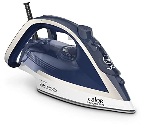 Calor Ultragliss Plus Bügeleisen, 2800 W, Dampfleistung 50 g/min, Dampfstoßfunktion 260 g/min, Löcher, 100% aktive Sohle, Kratzfeste Sohle, Dampfbügeleisen, vertikales Dampfbügeleisen FV6812C0