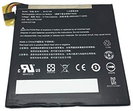 Backupower Ersatz 30107108 Akku Kompatibel mit Tablet Netbook Pad Iconia Tab A1-840FHD-10G2 A1-840FHD-197C A1-840 A1-840FHD 3.7V 4600MAH