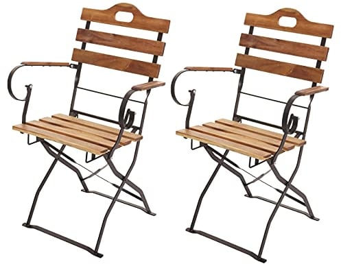 Mendler 2er-Set Biergartenstuhl HWC-J40, Klappstuhl Gartenstuhl, Gastronomie-Qualität Akazie MVG-Zertifiziert - naturfarben
