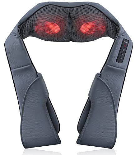 Nackenmassagegerät Shiatsu Massagegerät Nacken Schulter mit Wärme, Elektrisch Rückenmassagegerät mit 3D-Kneten Massage, 3 Intensitätsstufen, Muskelentspannung für Schulter, Rücken, Beine zu Haus Büro