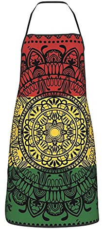 MSINCUDJ Küchenschürzen, Rasta Monlada Kochschürze mit Taschen, wasserdichte Kochschürze verstellbares Lätzchen für Unisex