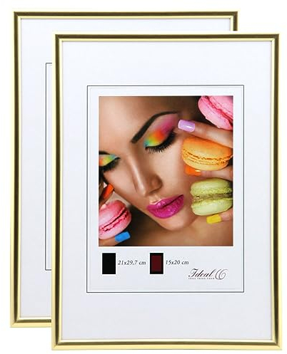IDEAL TREND New Lifestyle Set Bilderrahmen Wanddeko Collage Poster Rahmen 2er 3er 5er Pack: Farbe: 2er Pack Gold | Format: 50x70