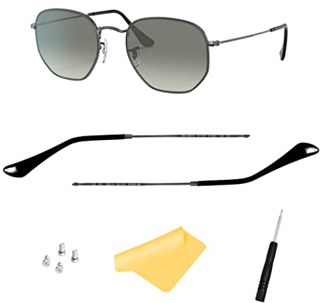 Ersatzbügel für Ray-Ban RB3447 RB3547N RB3548N RB3647N Sonnenbrille Brillen Wechselbügel, mit 4 Schrauben, 1 Schraubendrehe (Titan&schwarz)
