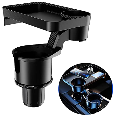 Cup Holder Tray for Car Cup Holder Expander with Car Drink Holders, Automotive Cup Attachable Tray with 360°Rotation,Cup Holder Adapt Most Regular Cups with 18-40 oz, fit in 2.75-3.25 inch Car Holder