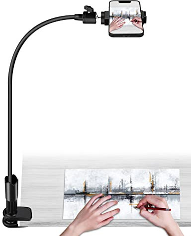 AFAXINRIE Gooseneck Phone Holder Bedstand & Desk Mounts, Overhead Phone Mount, Phone Stand for Filming, Tabletop Tripod for Cookie Decorating, Recording or Watching Video TikTok Blog Crafting Drawing