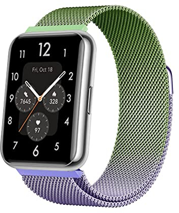 Metall Armband Kompatibel mit Huawei Watch Fit 2 Armband Edelstahl Bunt Ersatz Mesh mit Magnetische Für Damen Herren Uhrenarmband Für Huawei Watch Fit 2 (B)