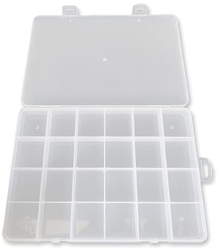 Sortierkasten Perlen Box, transpartent, 19,5 x 13,5 x 2,3 cm, 24 Fächer - Schmuck Perlenbox Kunststoff Sortierbox für Kleinteile Aufbewahrungsbox mit Deckel Organizer