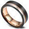King Will Alliance en carbure de tungstène 6 mm 8 mm Or rose Noir et argent brossé Bords plats/biseautés Coupe confortable, N 1/2(54.43mm), Tungstène, Aucune pierre précieuse