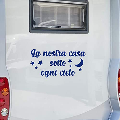 Kit 1 Adesivo stickers per camper CASA STELLE CIELO NOTTE -caravan roulotte- accessori decal scegli colore cod.1826 (049 BLU ROYAL, cm 55 x 28)