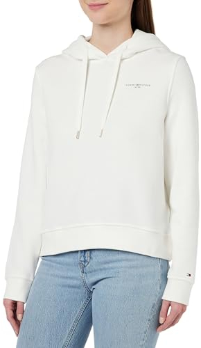 Tommy Hilfiger Damen Hoodie 1985 RLX Mini Corp Logo Hoodie mit Kapuze, Weiß (Ecru), S