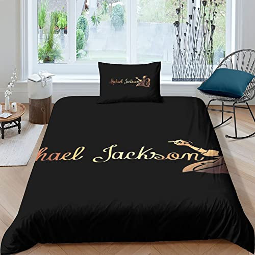 taimowei Michael Jackson Bettwäsche Set 3D Print Bettbezug,bettwäsche Mikrofaser Bettbezug, Mit Reißverschluss Und Kissenbezug Für Schlafzimmer, Weiche Bequemer Single(135x200cm)
