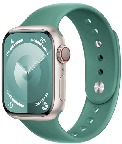para Correa Apple Watch 40mm 41mm 44mm 45mm Series 9/8/7 iWatch se 6 5 4 3 38mm 42mm hombr/Mujer,Bracelet Silicona Deportiva Pulsera Apple Watch Ultra/2 49mm Band strap reloj,Verde pino