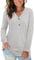 AUSELILY Women's Long Sleeve Tops V-Neck Jumpers Causal Button Down Sweatshirts Loose Henley T Shirt Blouse(Light Grey,M)