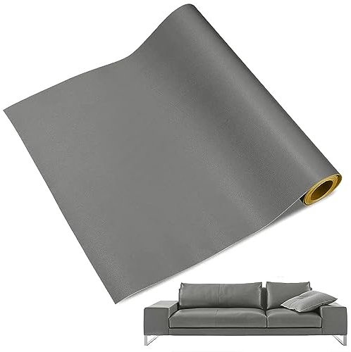 Vientiane Merlin Cuir Autocollant, Rouleau Adhésif 60 x 137cm, Simili Cuir Patch Réparation pour Canapés, Sièges de Voiture, Sac à Main, Veste (Gris)