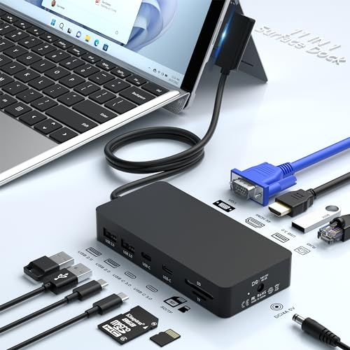 Surface Dock, Microsoft Surface Docking Station, Surface Triple Display (4K HDMI +VGA) Dock, Surface pro Accessories for Surface Pro 9/8/X/7/6/5/4, Surface Book 3/2/1, Surface Laptop go/5/4/3/2/1