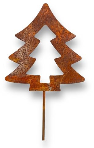 Crispe home & garden Gartenstecker Tannenbaum Klein (54,5 cm) – Metall-Tannenbaum in Rostoptik – Weihnachtsdeko & Winterdekoration für Garten, Terrasse, Blumenbeet & Outdoor