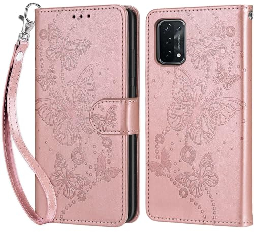 Cover Compatibile con Oppo A54 5G / A74 5G / A93 5G / A93s 5G, Premium Pelle PU Portafoglio Flip Libro Custodia per Oppo A54 5G [Protezione Completa] - Oro rosa
