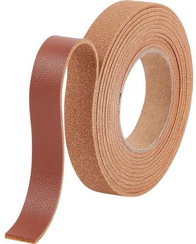 GORGECRAFT 2 m X 12.5 mm Lanières en Cuir à Motif Litchi Cordon Plat en Simili Cuir Bandes de Cuir Grainé de 1.7 mm D'Épaisseur Fils Tressés pour Bricolage Artisanat Bottes Dentelle Porte-Clés Sienna
