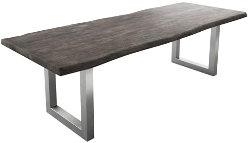 Esszimmertisch Edge Akazie Platin 260x100 XL Edelstahl Breit Live-Edge