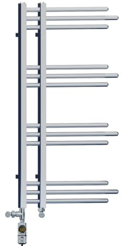 500 x 900mm Dual Fuel Bathroom Designer Towel Rail Radiator Heater With Thermostatic AF Electric Element Model Sydney (Chrome)