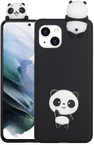 SEHEYA Panda Hülle für iPhone 13 Silikon Schwarz 3D Tiere Motiv Aesthetic TPU Bumper Handyhülle Stoßfest Cover