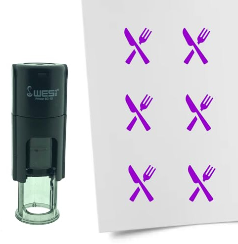 CombiCraft Selbstfärbender Stempel Besteck in Lila, 10mm rund - Ideal für Bulletjournals und Treuekarten