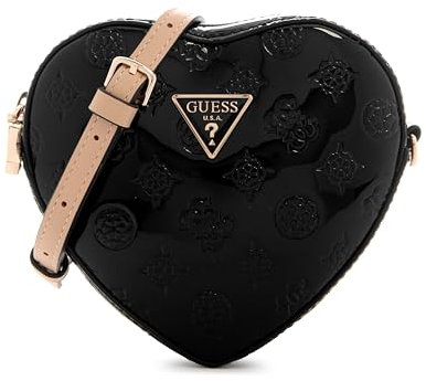 GUESS Arnela Mini Heart Bag Black Logo, Schwarzes Logo, Einheitsgröße