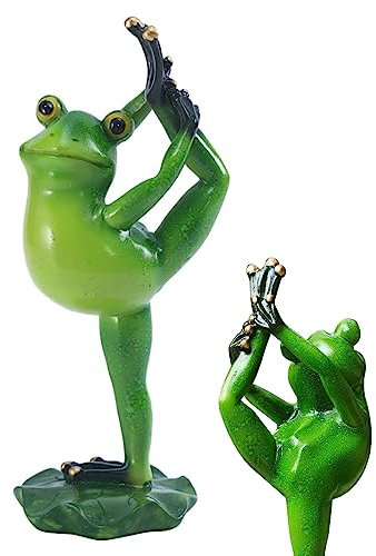 BEAHING Frog Figures Garden Decoration Yoga Frog Animals Outdoor Meditating Frogs Statue for Home Lawn Fence Stool Decor 18.3x8 cm frog figures