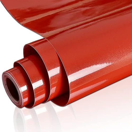 Autocollant Mural Blanc Brillant Peinture Flash PVC Papier Peint Cuisine Placard Porte Meubles Bricolage Autocollants Décoratifs Films Brillant Rouge 10m x 60cm