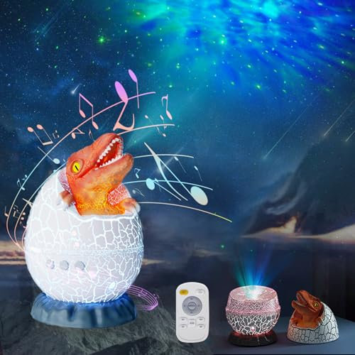 Domigard Luce Notturna Bambini, Modello di Uovo di Dinosauro Proiettore Stelle Soffitto, Tempistica, Funzione Musicale Bluetooth, Adatto per Feste per Bambini, Decorazione Della Stanza, Regali