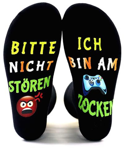PHOGARY Bitte Nicht Stören Ich Zocke Gaming Socken, Lustige Osterngeschenke Lustig Gamer Geschenk Neuheit Geburtstag Geschenke für Männer Herren Jungs Frauen Damen